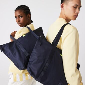 Lacoste Sacola feminina jeanne grande em lona com alças listradas oferta