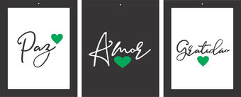 Kit 3 quadro decorativo dmadero paz, amor, gratidao 20x25x6