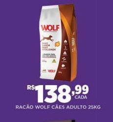 DB Supermercados Ração para cães wolf adulto 25kg oferta
