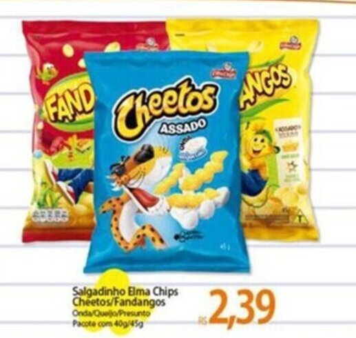 Salgadinho Cheetos Elma Chips Bola Queijo Suíço Pacote 59G