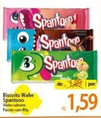 Atacadão Biscoito Wafer Spantooo 80g oferta