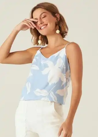 Posthaus Malwee - blusa azul claro feminina tropical alça oferta