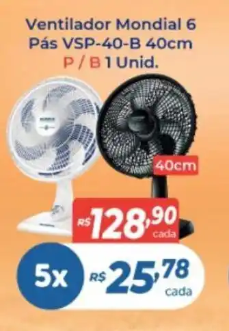 Atakarejo Ventilador Mondial 6 Pás VSP-40-B 40cl P/B 1 unid. oferta