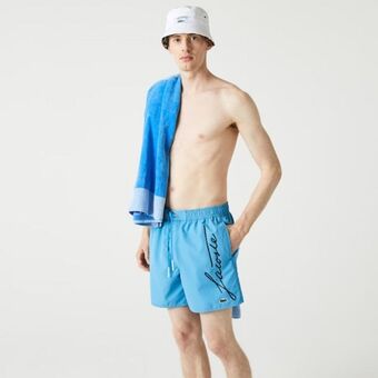 Calção de banho masculino leve com estampa da marca