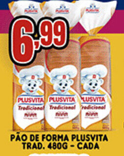 Supermercados Cristal Pão de Forma Plusvita Trad. 480g cada oferta
