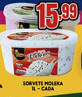 Supermercados Cristal Sorvete Moleka 1L cada oferta