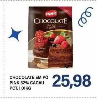 Chocolate em pó pink 32% cacau pct.