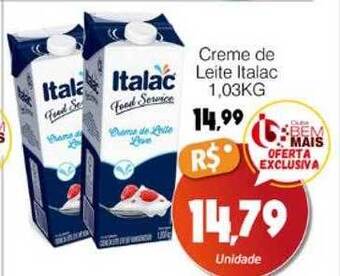 Supermercado Bem Barato Creme de leite italac oferta