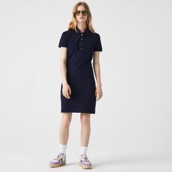 Vestido polo feminino em piqué de algodão com stretch