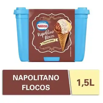 Ourinhos Hipermercado Sorvete sabor napolitano com flocos tradicional nestlé pote 1,5l oferta