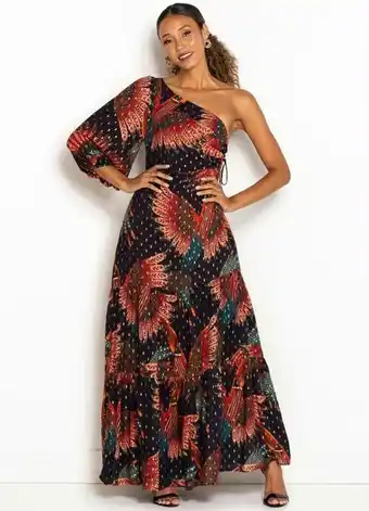 Posthaus Farm - vestido longo com brilhos tucano arabesco preto oferta