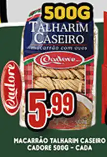 Supermercados Cristal Macarrão Talharim Caseiro Cadore 500g cada oferta