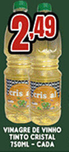Supermercados Cristal Vinagre de Vinho Tinto Cristal 750ml cada oferta