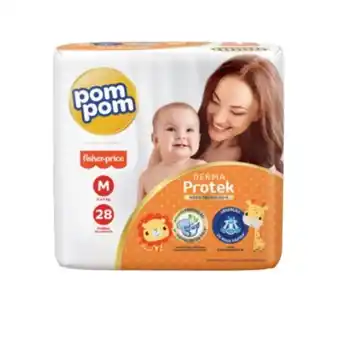 Fralda descartável infantil derma protek tamanho m pom pom 28un