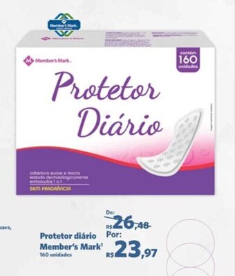 Sam's Club Protetor Diário Member's Mark 160 unidades oferta