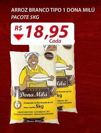 Assaí Atacadista Arroz Branco tipo 1 Dona Milú 5kg oferta