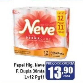 Higa's Supermercado Papel hig. Neve F. Dupla 30mts Lv 12 Pg 11 oferta