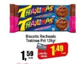 Higa's Supermercado Biscoito Recheado Trakinas Pct 126g oferta