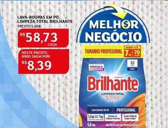 Assaí Atacadista Lava-roupas em pó limpeza total brilhante pacote oferta