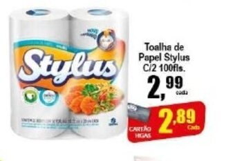 Higa's Supermercado Toalha de Papel Stylus c/2 100fls oferta