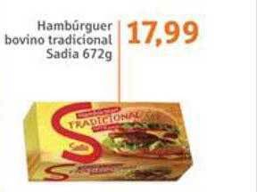 Sonda Hambúrguer bovíno tradicional sadia oferta