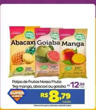 Super Lagoa Polpa de frutas nossa fruta manga, abacaxi ou goiaba oferta