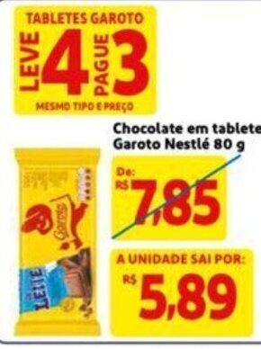 Extra Supermercado Chocolate em Tablete garoto Nestlé 80g oferta