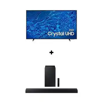 Samsung Combo smart tv 65" crystal uhd 4k 65bu8000 2022 + soundbar samsung hw-a555 oferta