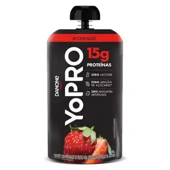 Iogurte líquido desnatado sem láctose 15gp sabor morango yopro 160g