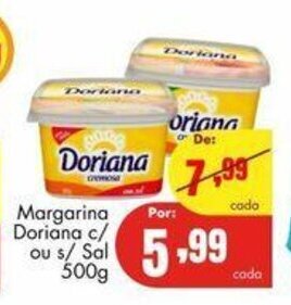 Barbosa Supermercados Margarina Doriana c/ ou s/ sal 500g oferta