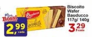 Rossi Supermercado Biscoito Wafer Bauducco 117g/140g oferta