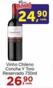Rossi Supermercado Vinho Chileno Concha Y Toro Reservado 750ml oferta