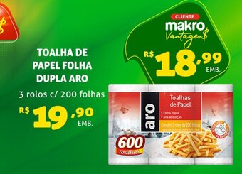 Supermercado Precito Toalha de papel Folha Dupla Aro 3 rolos c/200 folhas oferta