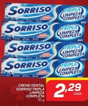 GBarbosa Creme dental sorriso tripla limpeza completa 70 g oferta