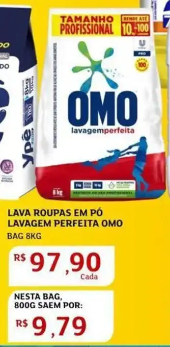 Assaí Atacadista Lava roupas em pó Lavagem Perfeita Omo 8kg oferta
