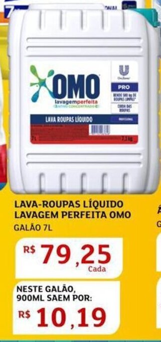Assaí Atacadista Lava roupas Líquido lavagem Perfeita Omo 900ml oferta