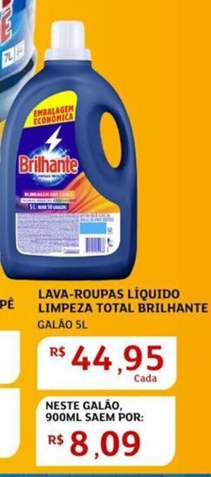 Assaí Atacadista Lava roupas Líquido Limpeza Total Brilhante 5L oferta