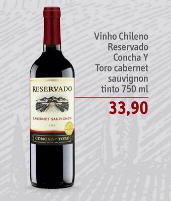 Sonda Vinho Chilen Reservado Concha Y Toro Cabernet Sauvignon Tinto 750ml oferta