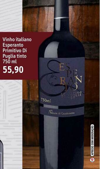 Vinho Italiano Esperanto Primitivo Di Puglia Tinto 750ml