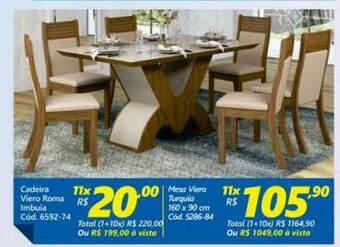 Lojas Becker Cadeira Viero Roma Imbuia Mesa Viero Turquia oferta