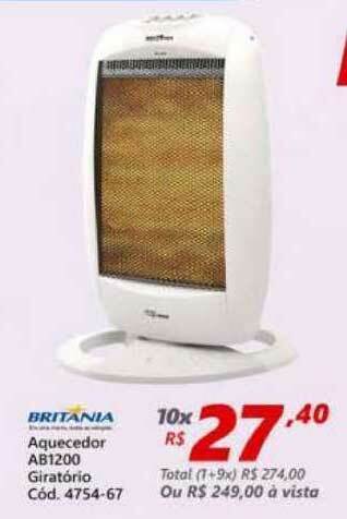 Lojas Becker Aquecedor Ab1200 Giratório Britania oferta