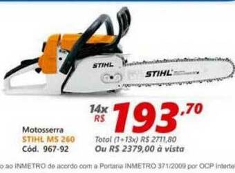 Lojas Becker Motosserra Stihl Ms 260 oferta