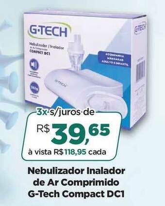 Nebulizador Inalador De Ar Comprimido G-tech Compact Dc1