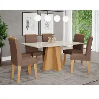 Sipolatti Mesa de jantar cimol patrícia 160 x 80 cm e 06 cadeiras tais oferta