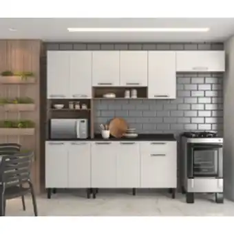 Kit cozinha itatiaia vegas com paneleiro 4 portas nicho forno e armário aéreo 4 portas