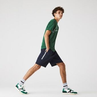 Lacoste Short masculino em fleece de mistura de algodão com faixas assinadas oferta