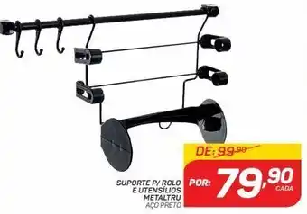 Suporte p/ rolo e utensílios metaltru aço preto