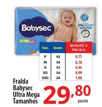 Fralda babysec ultra mega tamanhos