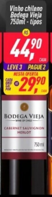 Frangolândia Vinho Chileno Bodega Vieja 750ml - tipos oferta