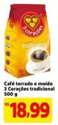 Extra Supermercado Café Torrado e moido 3 Corações 500g oferta